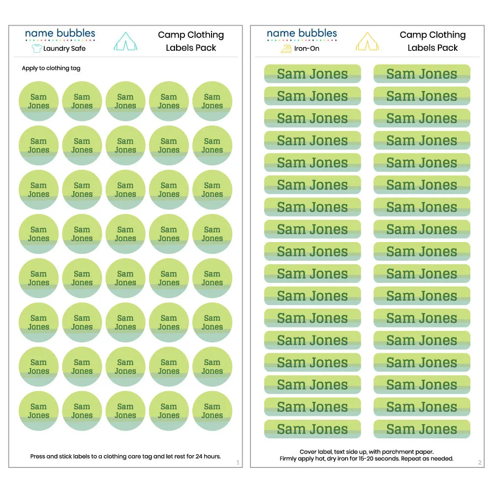 Ombre Camp Clothing Labels Pack