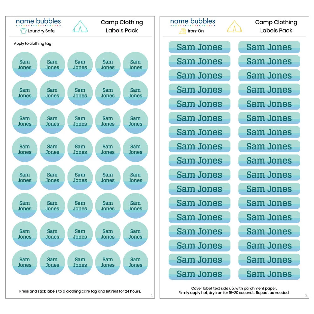 Ombre Camp Clothing Labels Pack