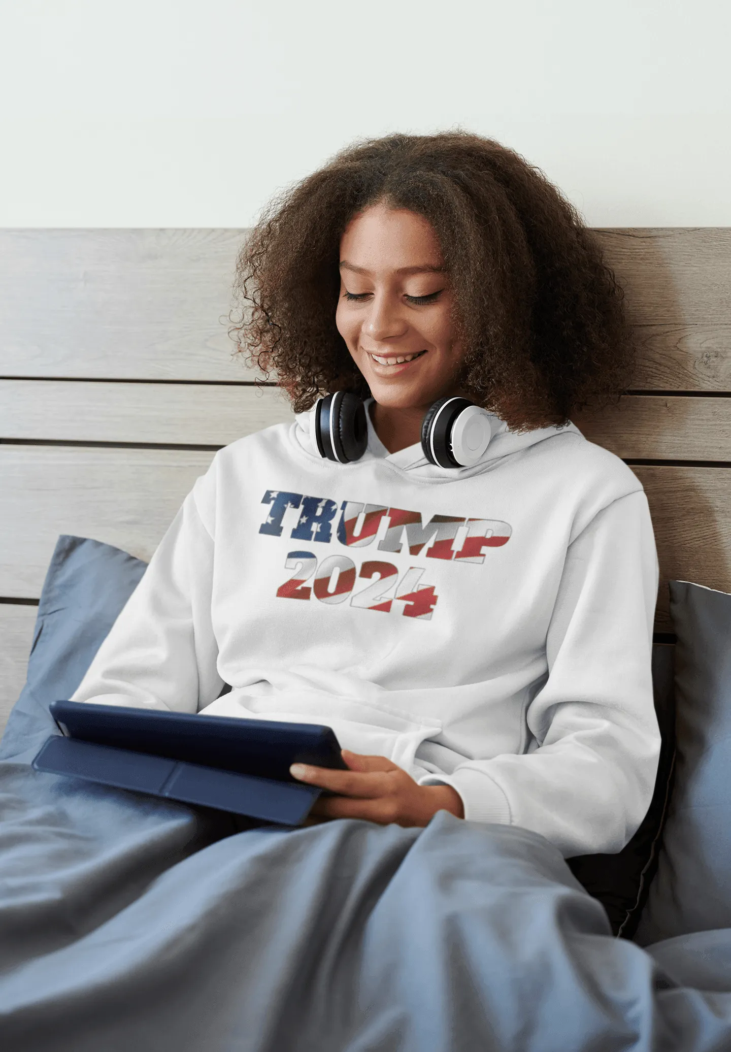 Political Hoodie American Flag Trump 2024 Blended Ultra Soft Cotton Midweight Unisex Pullover