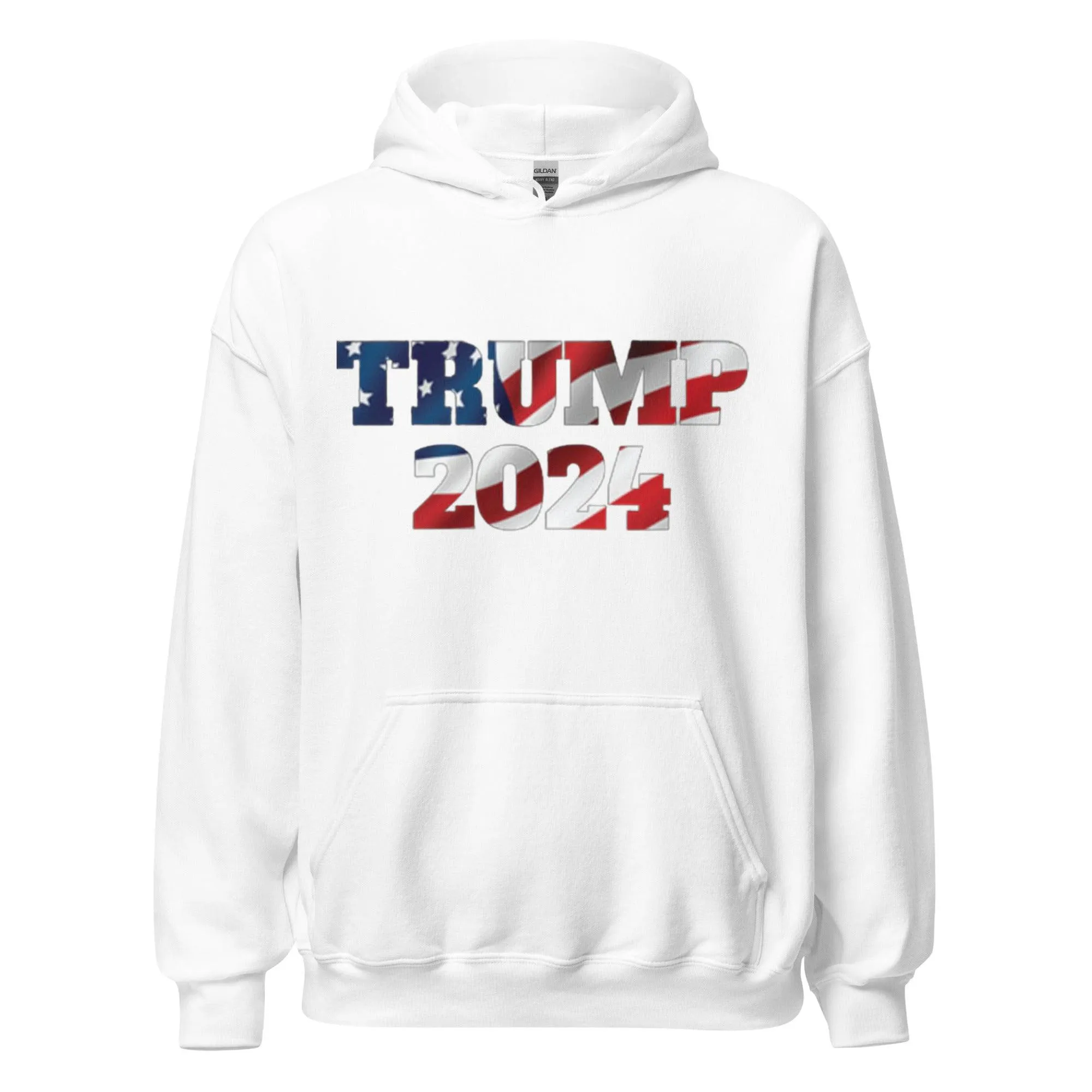 Political Hoodie American Flag Trump 2024 Blended Ultra Soft Cotton Midweight Unisex Pullover