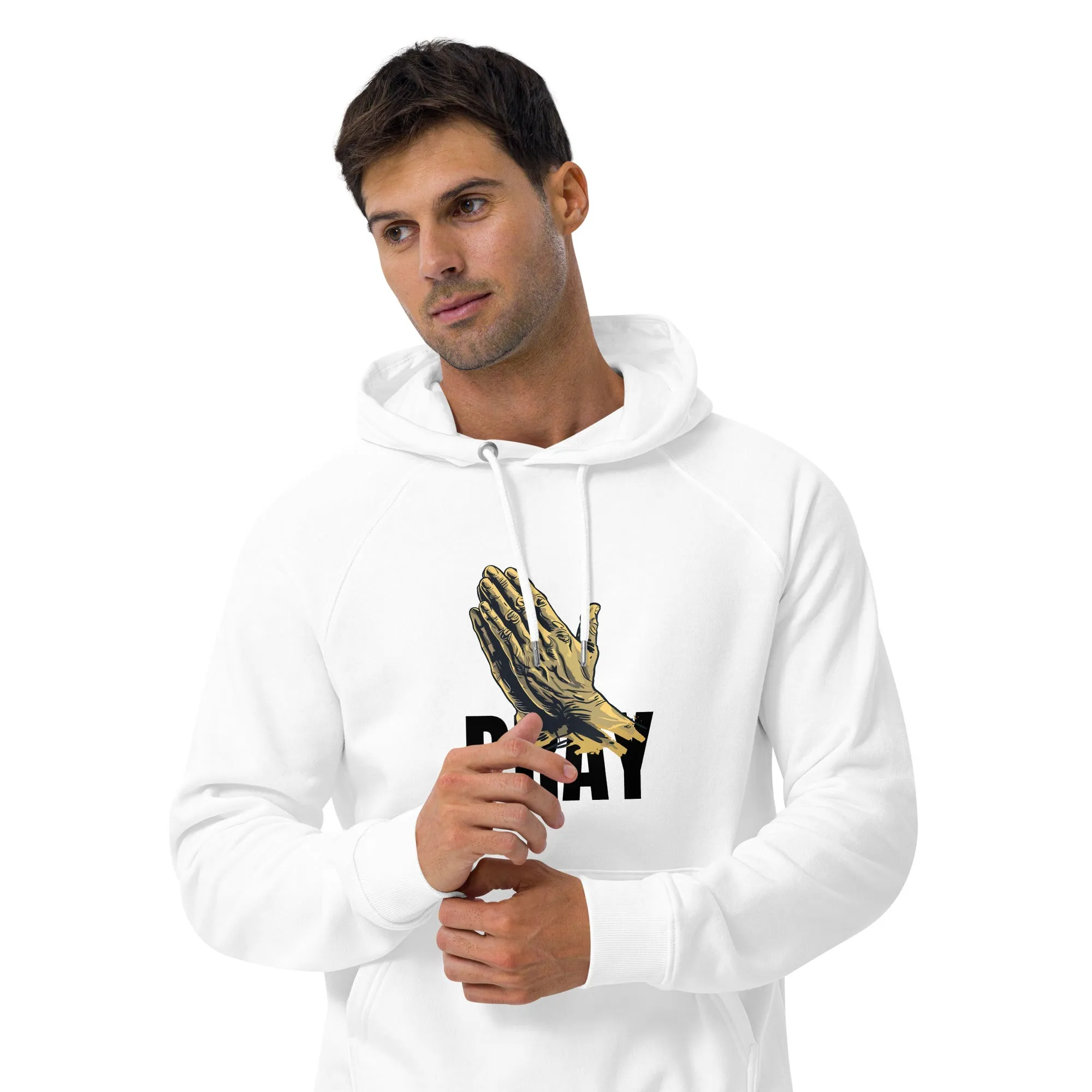 Pray Graphics Men Eco Raglan Hoodie