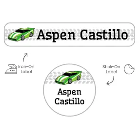 Race Car Camp Clothing Labels Pack
