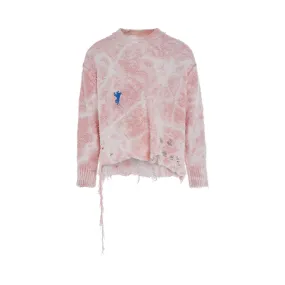 Recycled Cotton Bleached Pullover in Pink