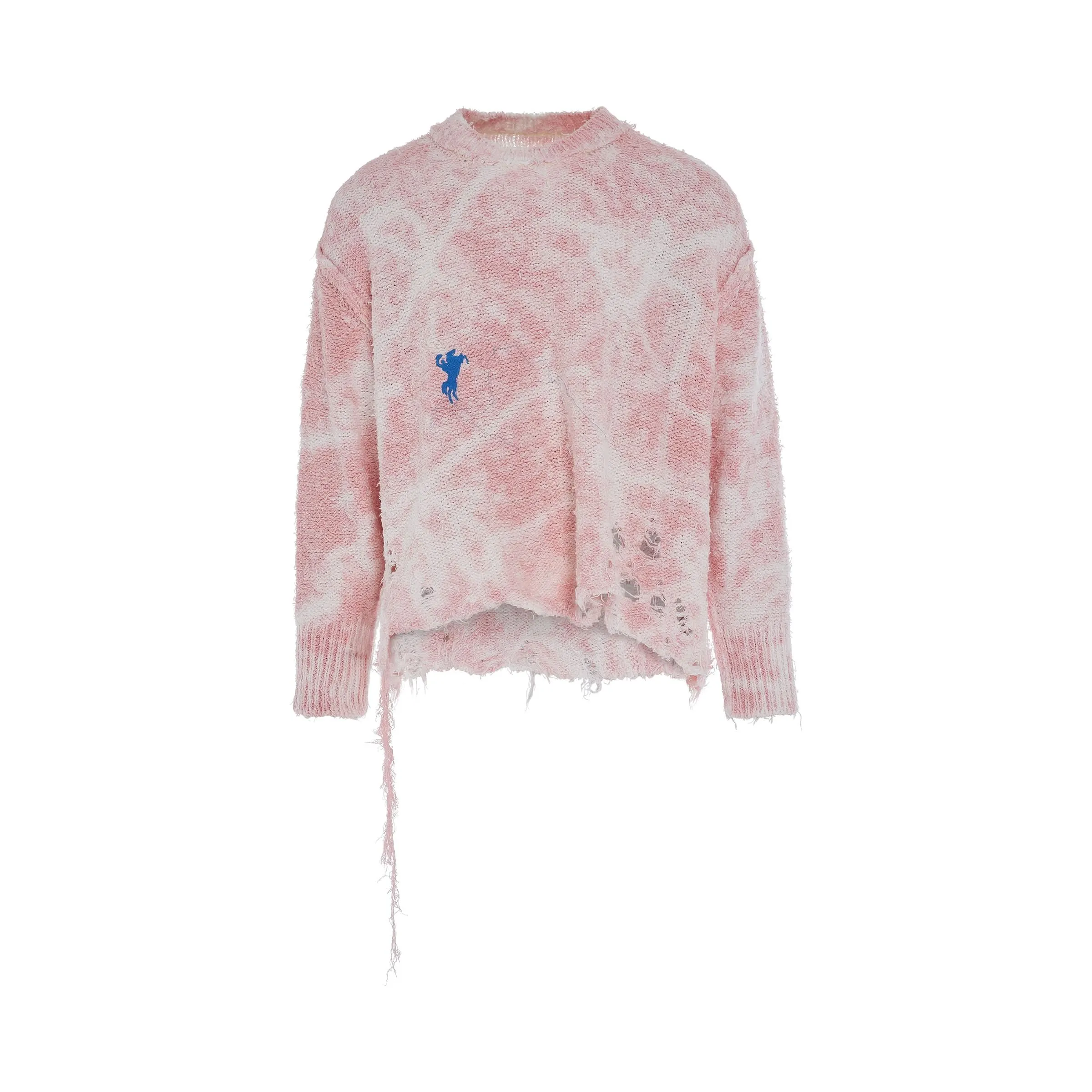 Recycled Cotton Bleached Pullover in Pink