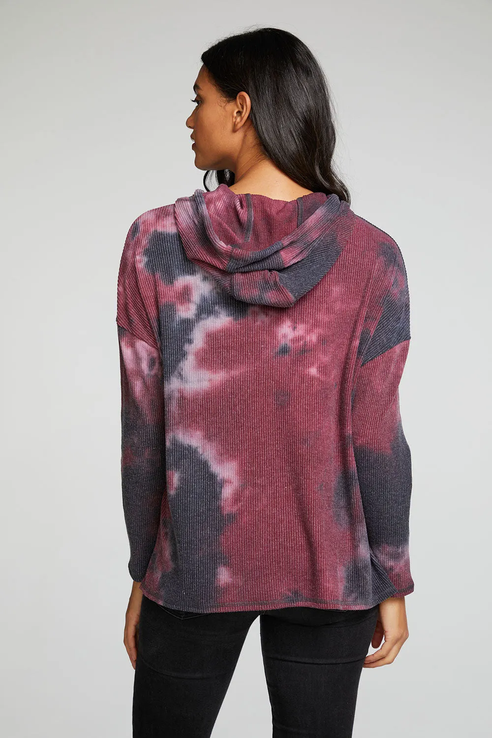 Recycled Love Rib Long Sleeve Drop Shoulder Slit Side Pullover Hoodie