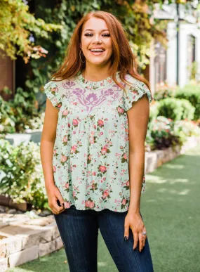 Ruffle Embroidered Top