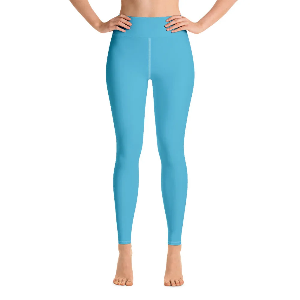 Sky Blue Women's Yoga Leggings, Modern Solid Color Long Women's Tights-Made in USA/EU/MX