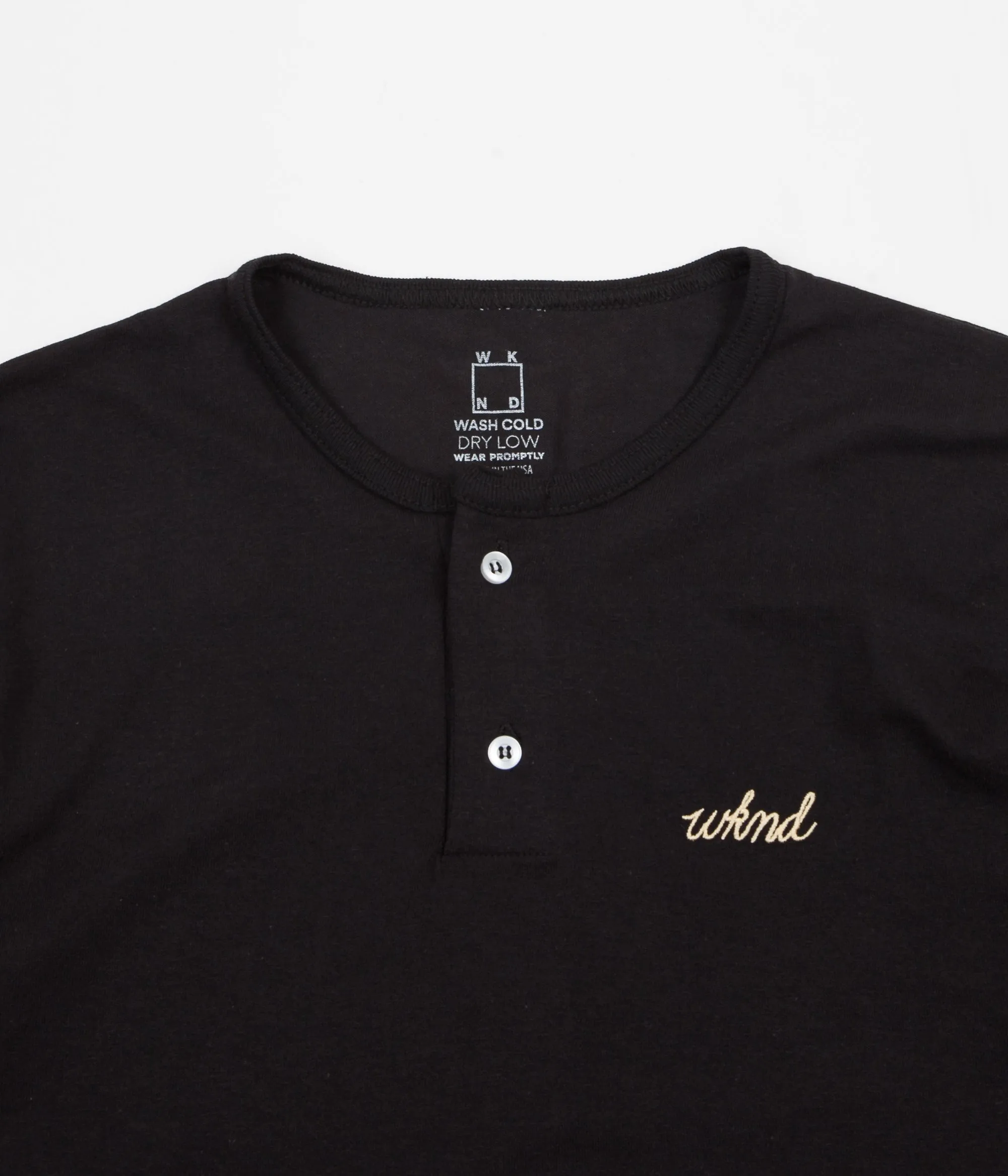 WKND Two Button Henley T-Shirt - Black