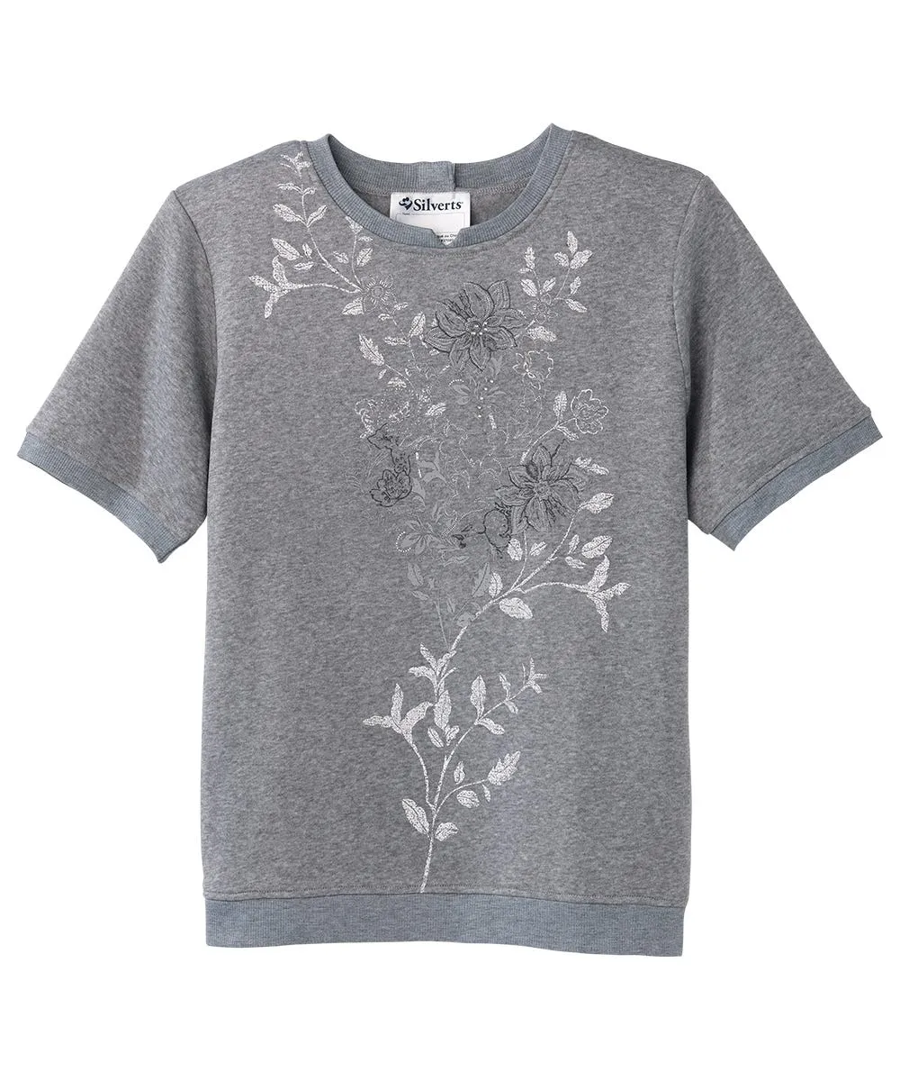 Women's Open Back Floral Fleece Top