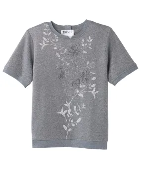 Women's Open Back Floral Fleece Top