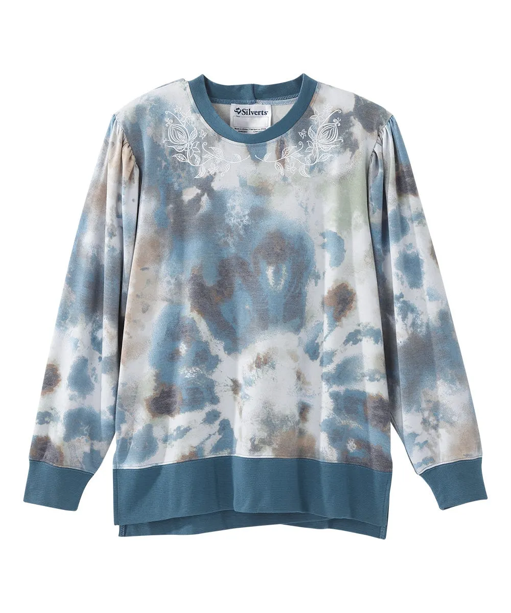 Women's Open Back Long Sleeve Embroidered Sweatshirt