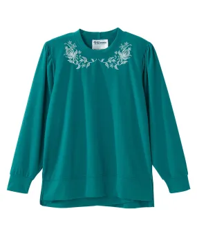 Women's Open Back Long Sleeve Embroidered Sweatshirt