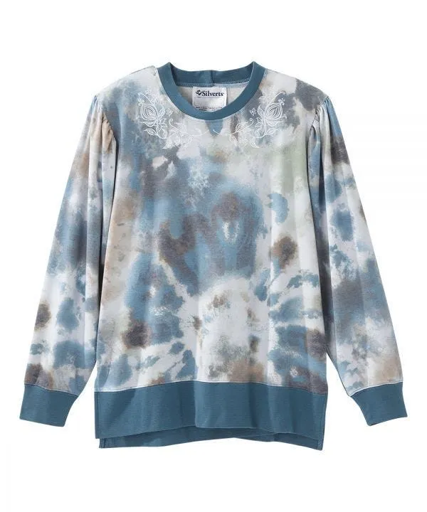 Women's Open Back Long Sleeve Embroidered Sweatshirt